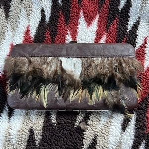 Feathered wallet purse